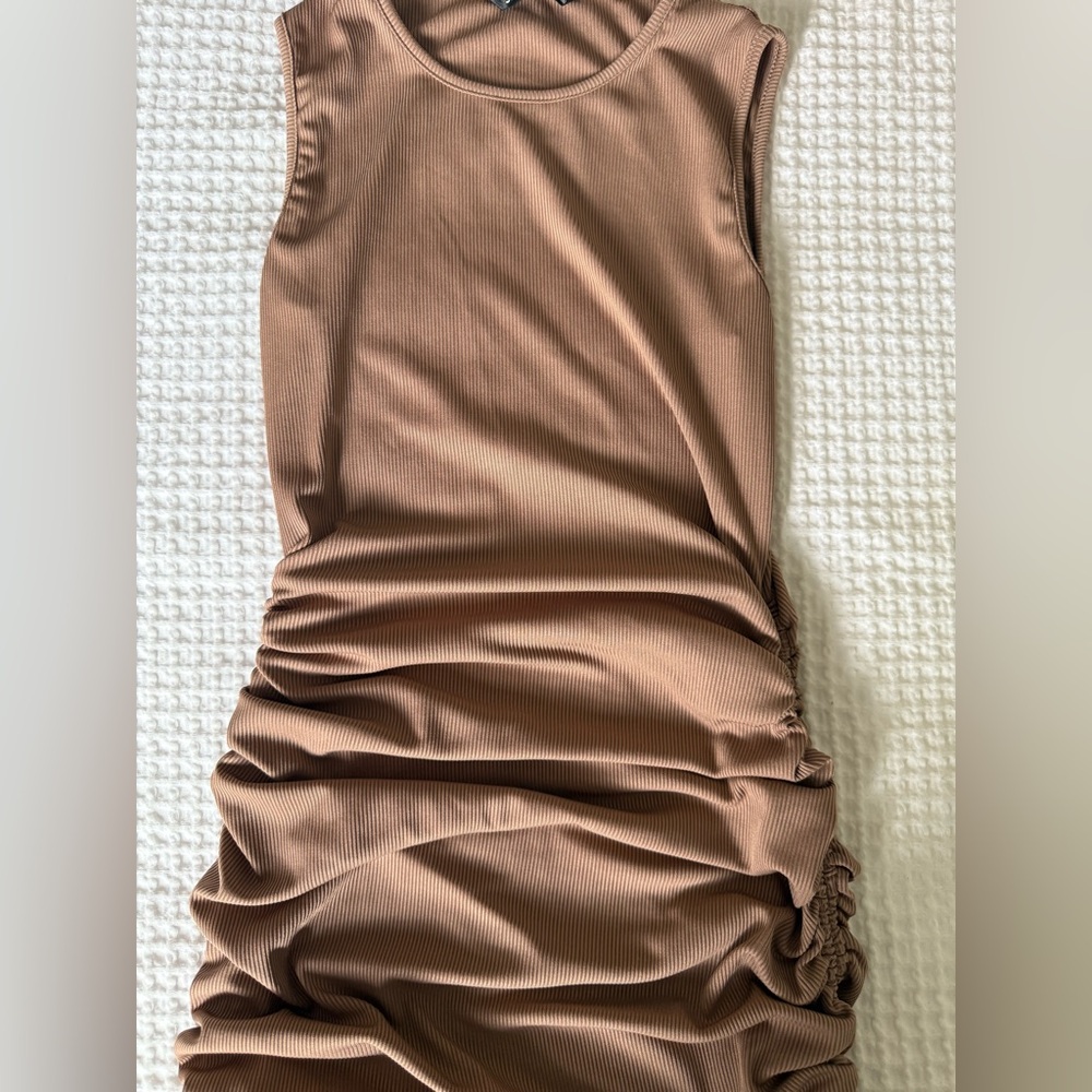 SHEIN Ribbed Brown Dress